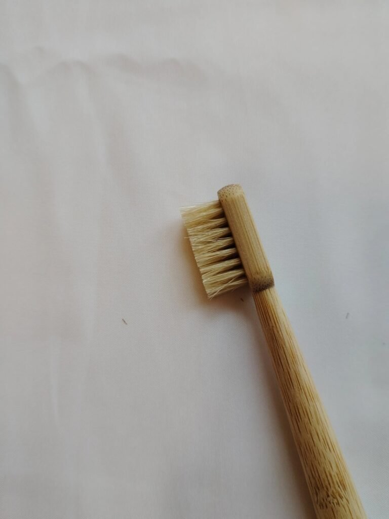 Detalhe das cerdas naturais da escova de bambu