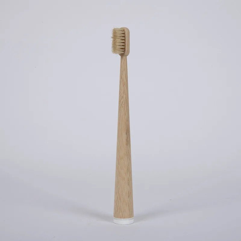 Escova de bambu com cerdas naturais, em pé